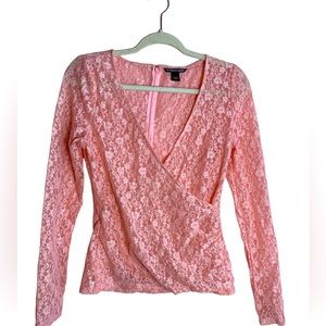 Victoria's Secret Easter Pink Lace Wrap Long Sleeve Top | Size Small